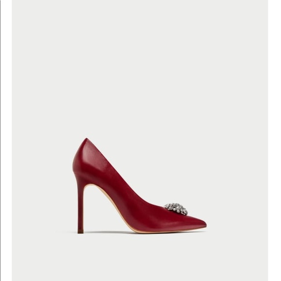 ZARA- PREMIUM LEATHER HEELS  WITH GEM DETAIL🍁🍂🌷 - Picture 3 of 8